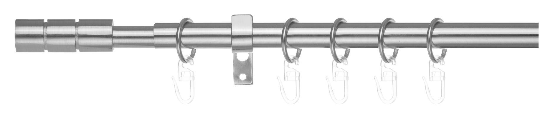 LICHTBLICK Gardinenstange Zylinder Chrom Metall D: ca. 2 cm ausziehbar von ca. 130 bis 240 cm 1.0 Läufe