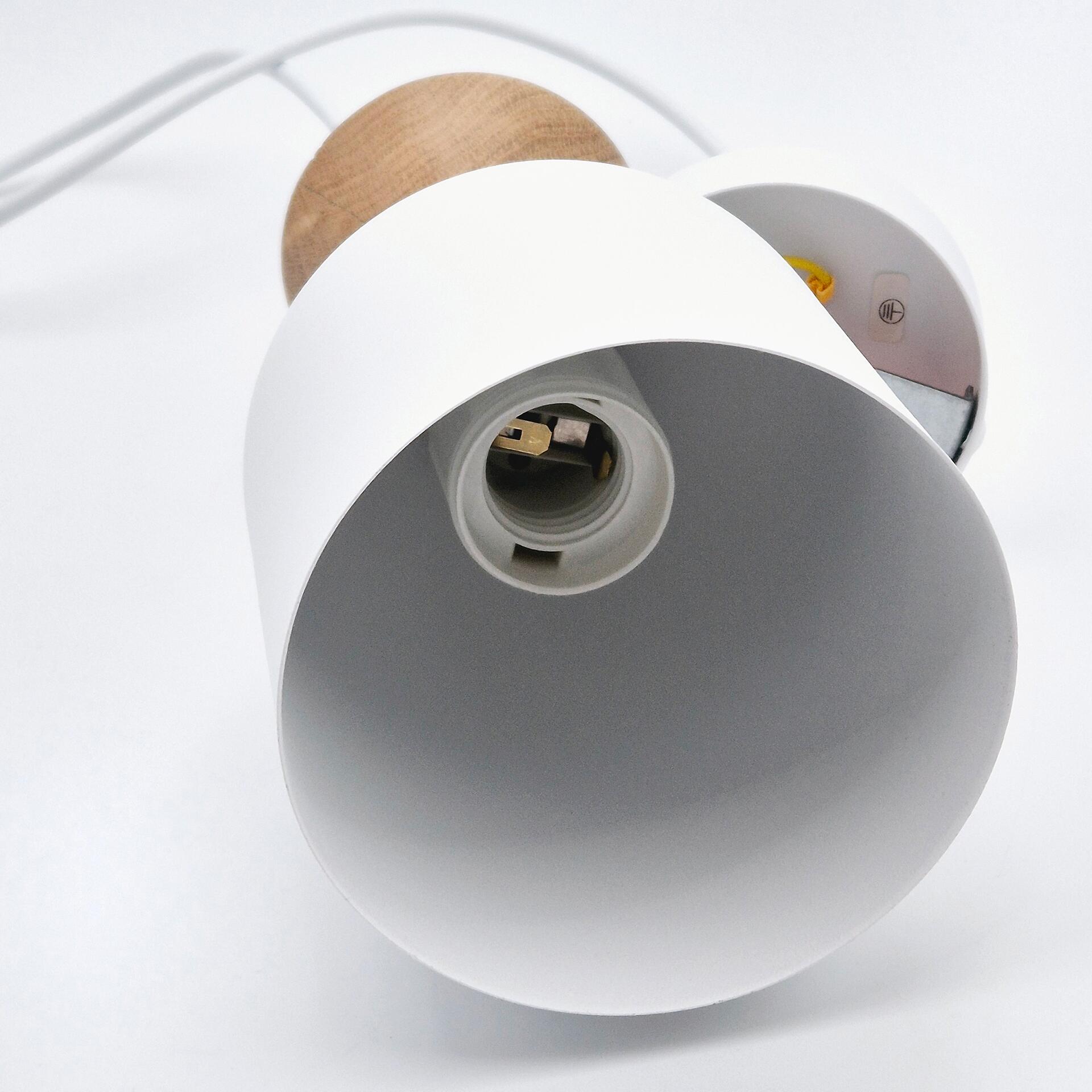 Lamkur Hängeleuchte Eiche weiß Stahl Holz B/H/L: ca. 11x102x11 cm E27 1 Brennstellen