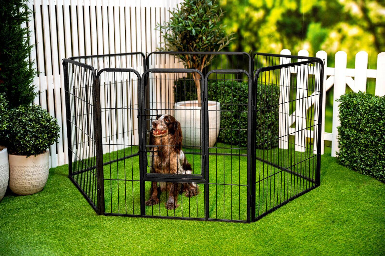 Haustierlaufstall schwarz Metall