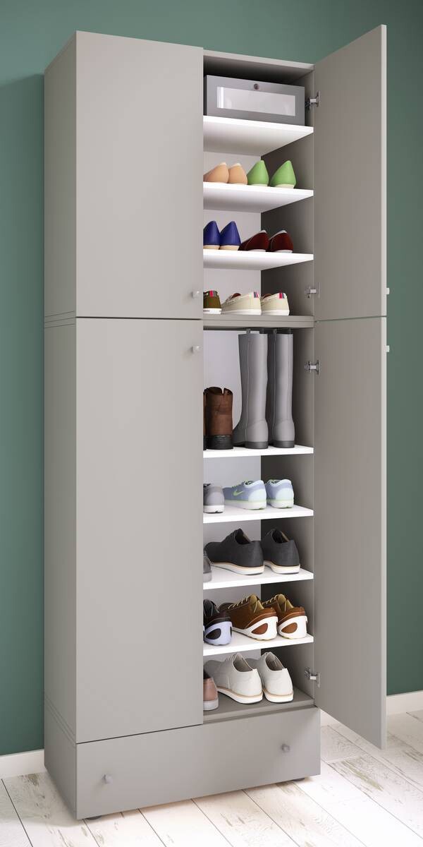 Schuhschrank Lona grau weiß B/H/T: ca. 70x200x39 cm