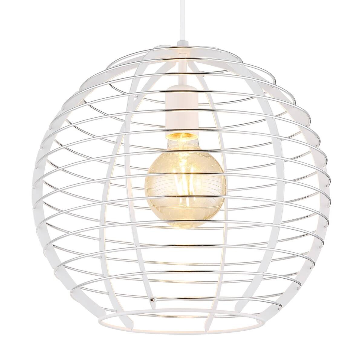 GLOBO Hängeleuchte Chrom weiß Metall Aluminium B/H/L: ca. 40x39,5x40 cm E27 1 Brennstellen