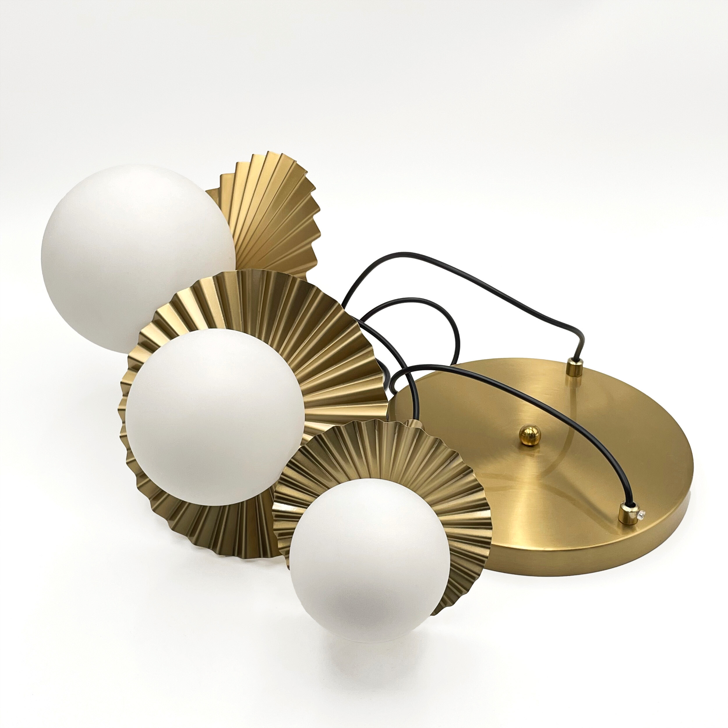 Lamkur Hängeleuchte Kupfer Stahl Glas B/H/L: ca. 120x45x45 cm G9 3 Brennstellen