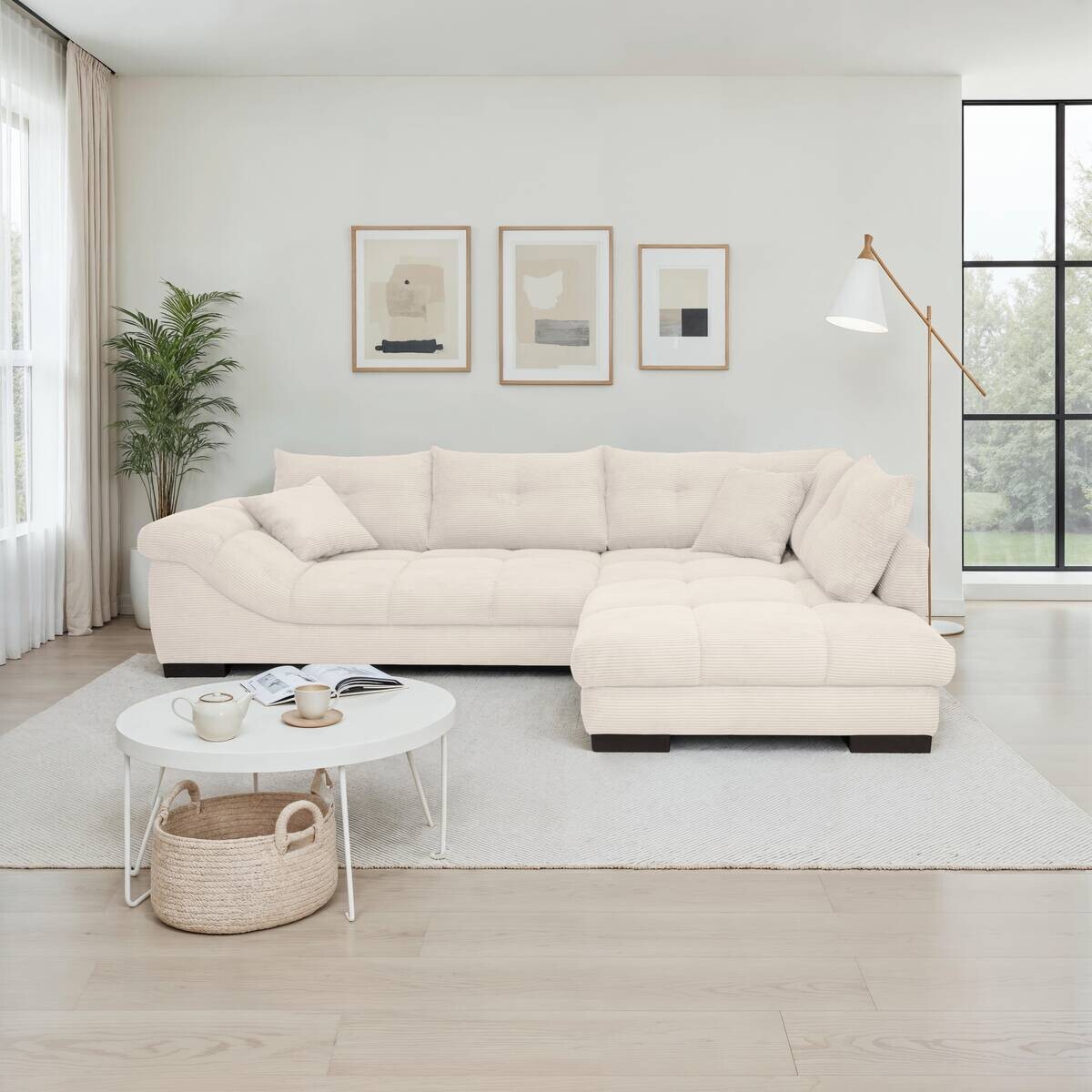 Ecksofa natur Microfaser B/H/T: ca. 318x92x227 cm