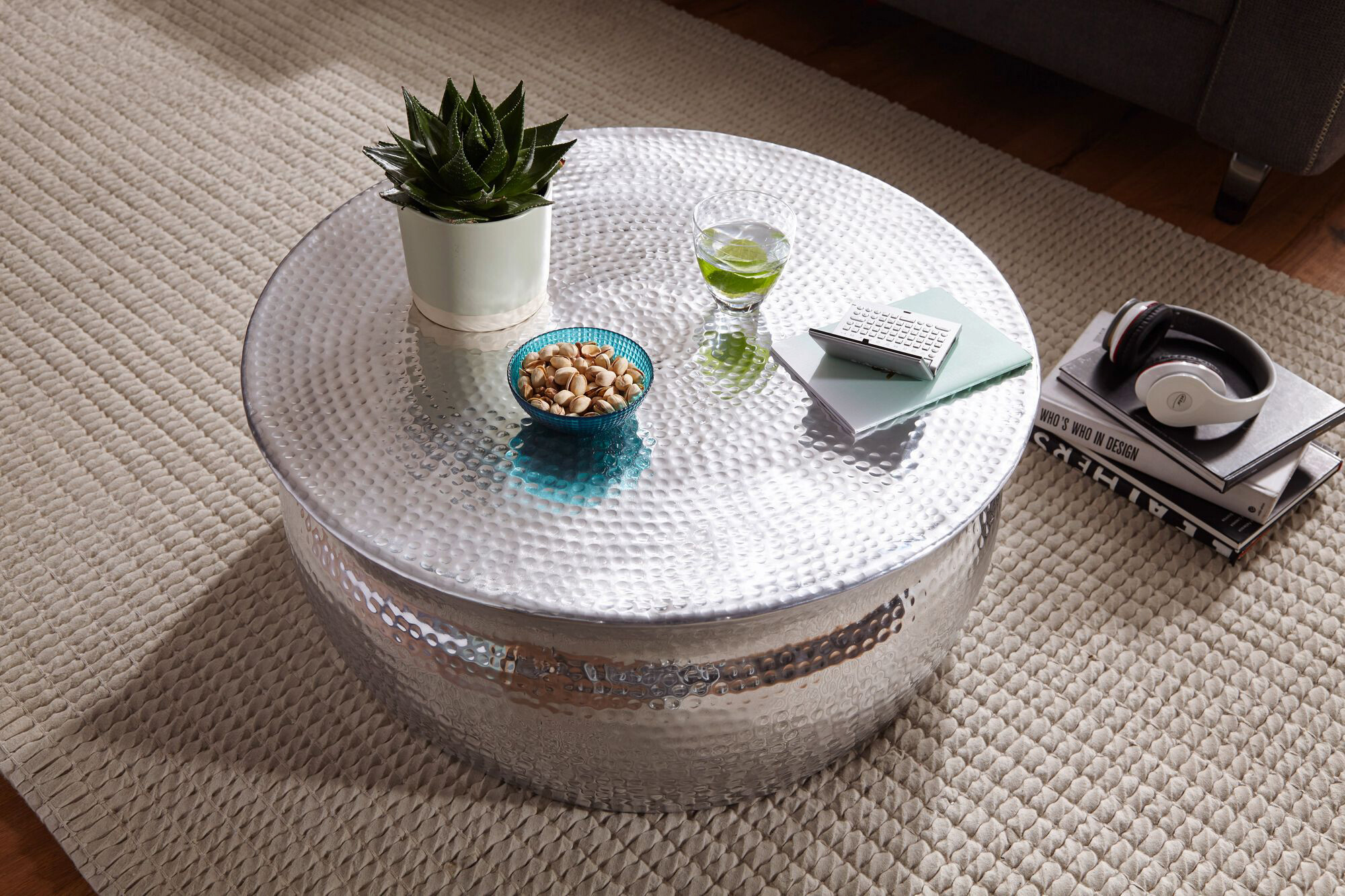 Wohnling Couchtisch silber Aluminium B/H/T: ca. 75x31x75 cm