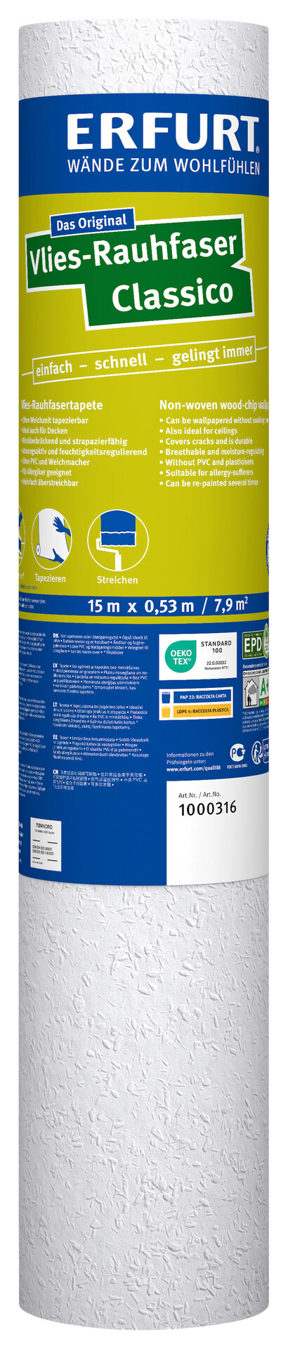 Erfurt Rauhfaser Classico B/L: ca. 53x1500 cm strukturiert