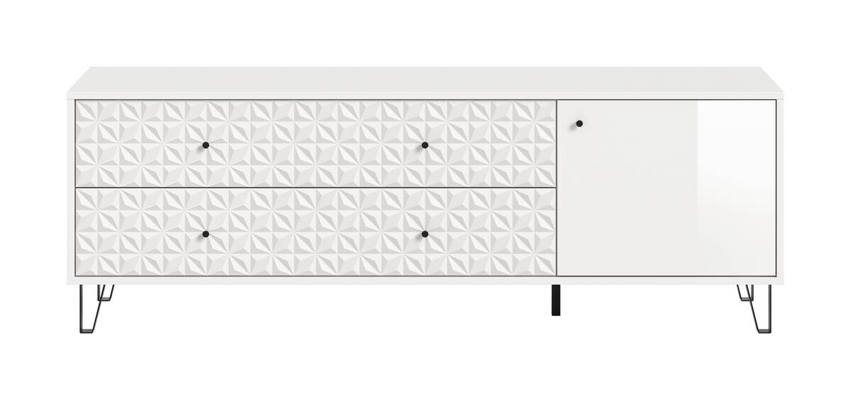 Lowboard PRISMA weiß weiß Hochglanz B/H/T: ca. 164x56x40 cm