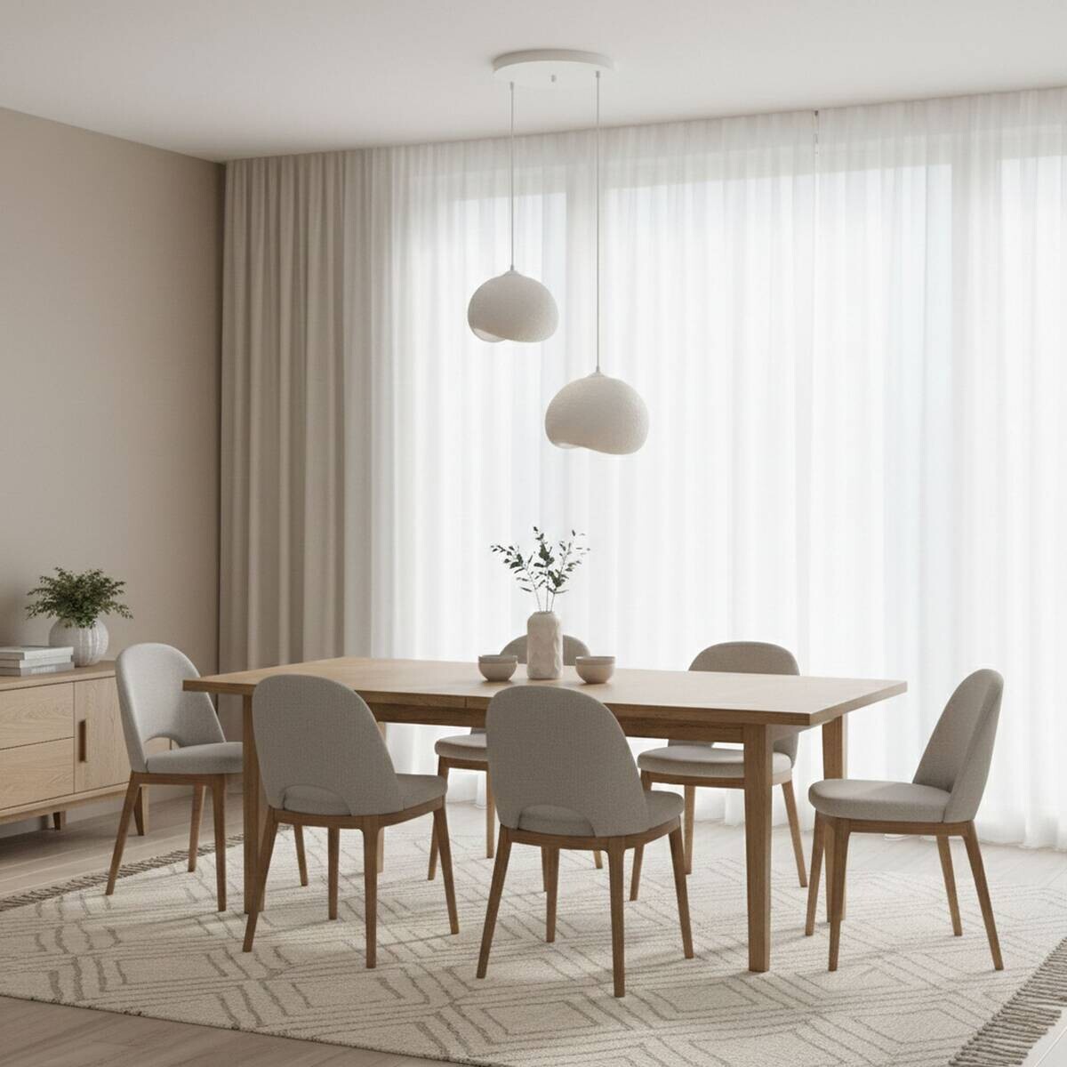 Opviq Pendelleuchte Yontu-15852 weiß Polyester-Mischgewebe Metall B/H/L: ca. 29x120x34 cm E27 2 Brennstellen