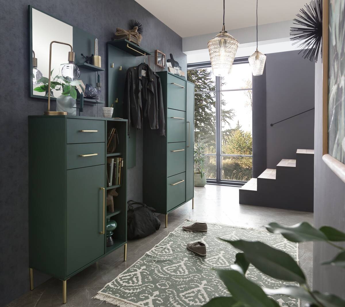 Schuhschrank Kent waldgrün B/H/T: ca. 88,4x174,2x30 cm Schuhschrank Kent waldgrün B/H/T: ca. 88,4x174,2x30 cm