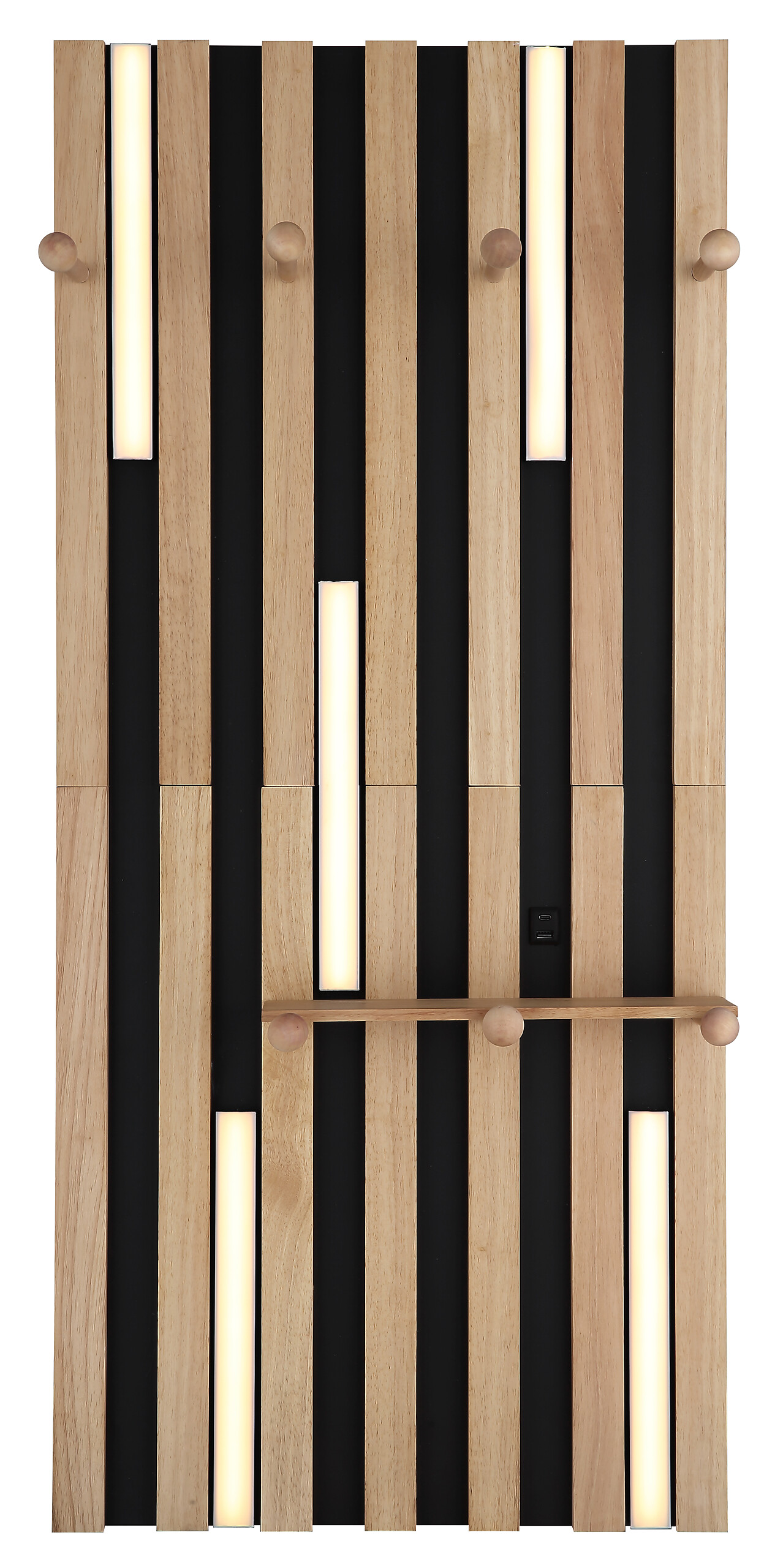 GLOBO Wandleuchte weiß braun mattschwarz Kunststoff Metall Holz B/H: ca. 50x110 cm 1.0 Brennstellen