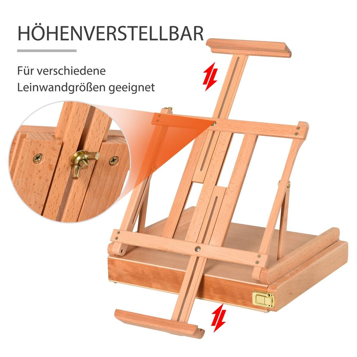 HOMCOM Staffelei natur Edelstahl B/H/L: ca. 36x42x12,5 cm
