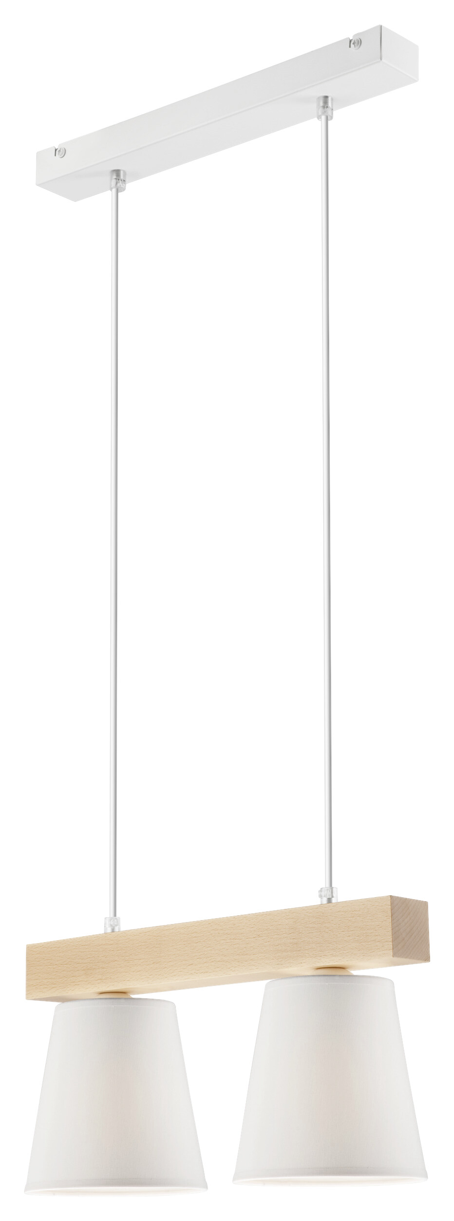 Lamkur Hängeleuchte weiß Stahl Holz B/H/L: ca. 35x20x38 cm E27 2 Brennstellen