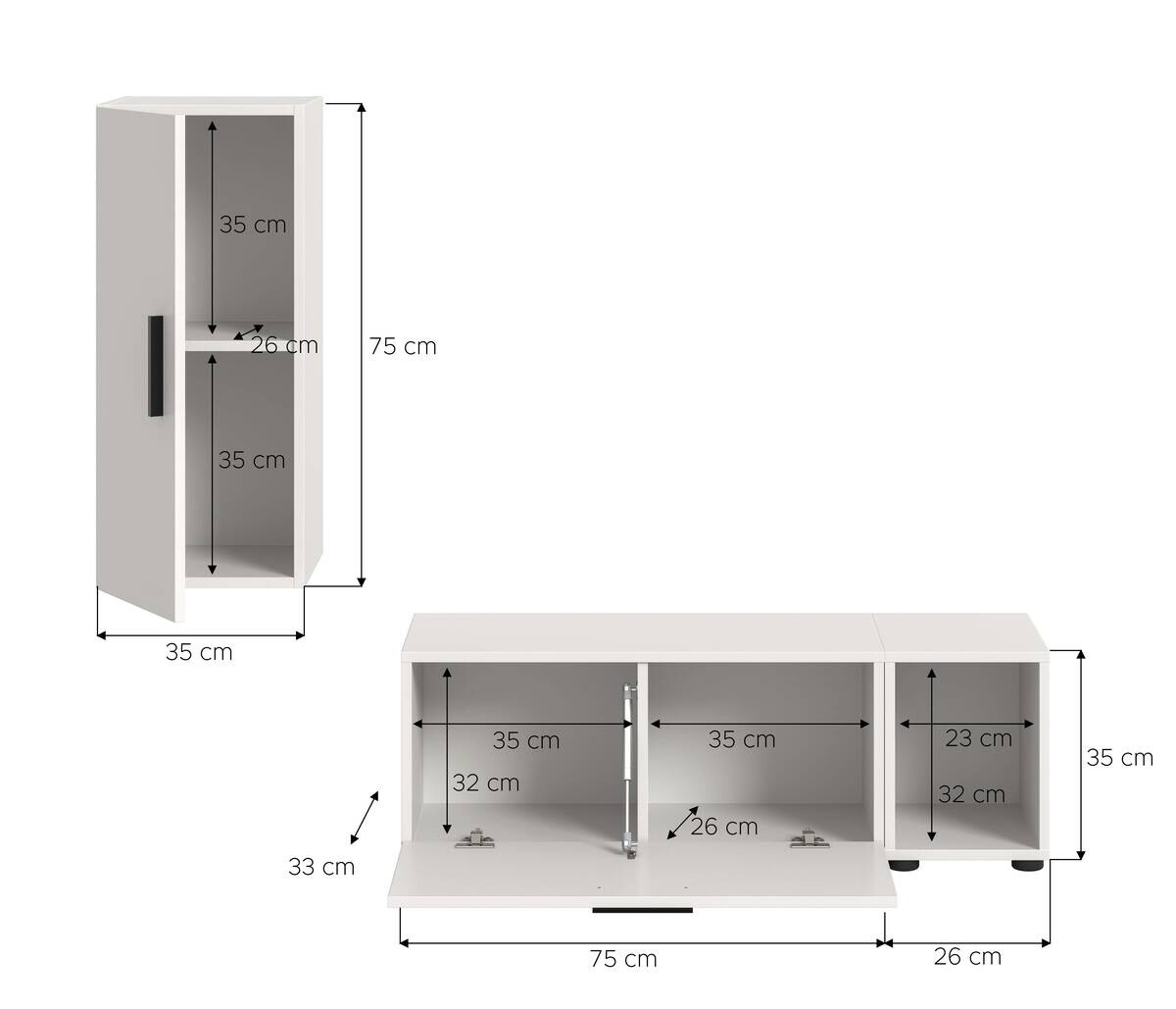 Wohnwand-Set TheOne weiß B/H/T: ca. 75x32x34 cm
