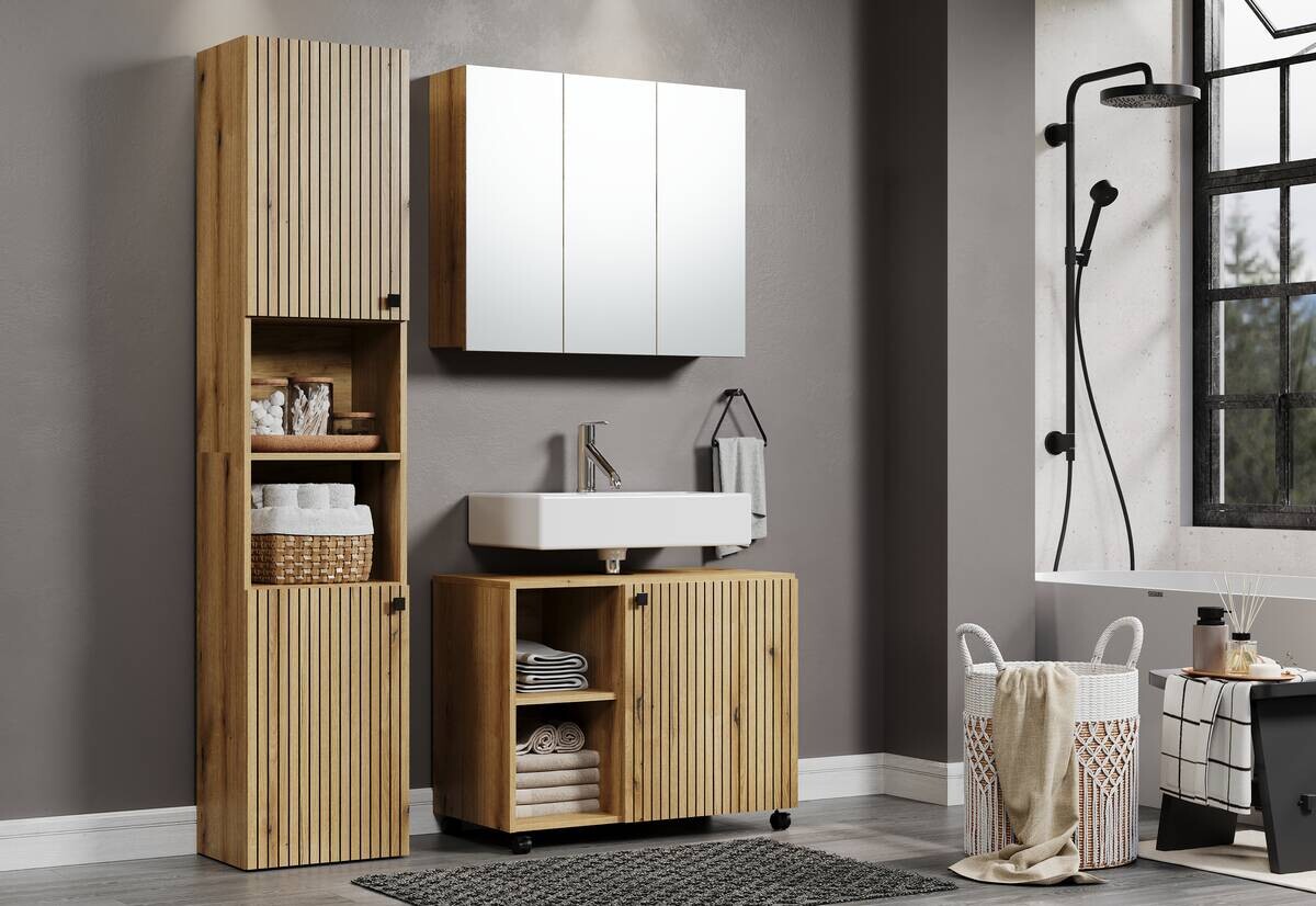 Waschbeckenunterschrank Pure Bliss Eiche Evoke Oak Nachbildung schwarz B/H/T: ca. 80x64x42 cm Waschbeckenunterschrank Pure Bliss Eiche Evoke Oak Nachbildung schwarz B/H/T: ca. 80x64x42 cm