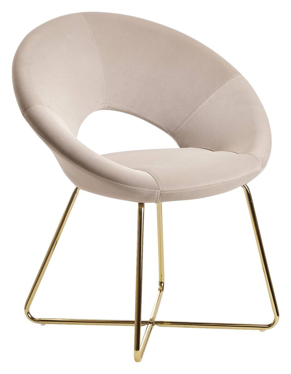 Stuhl beige Samt B/H/T: ca. 57x83x60 cm