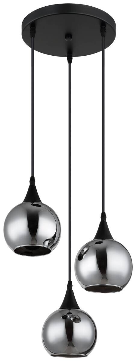 GLOBO Pendelleuchte Nika schwarz Glas Metall E27 3 Brennstellen