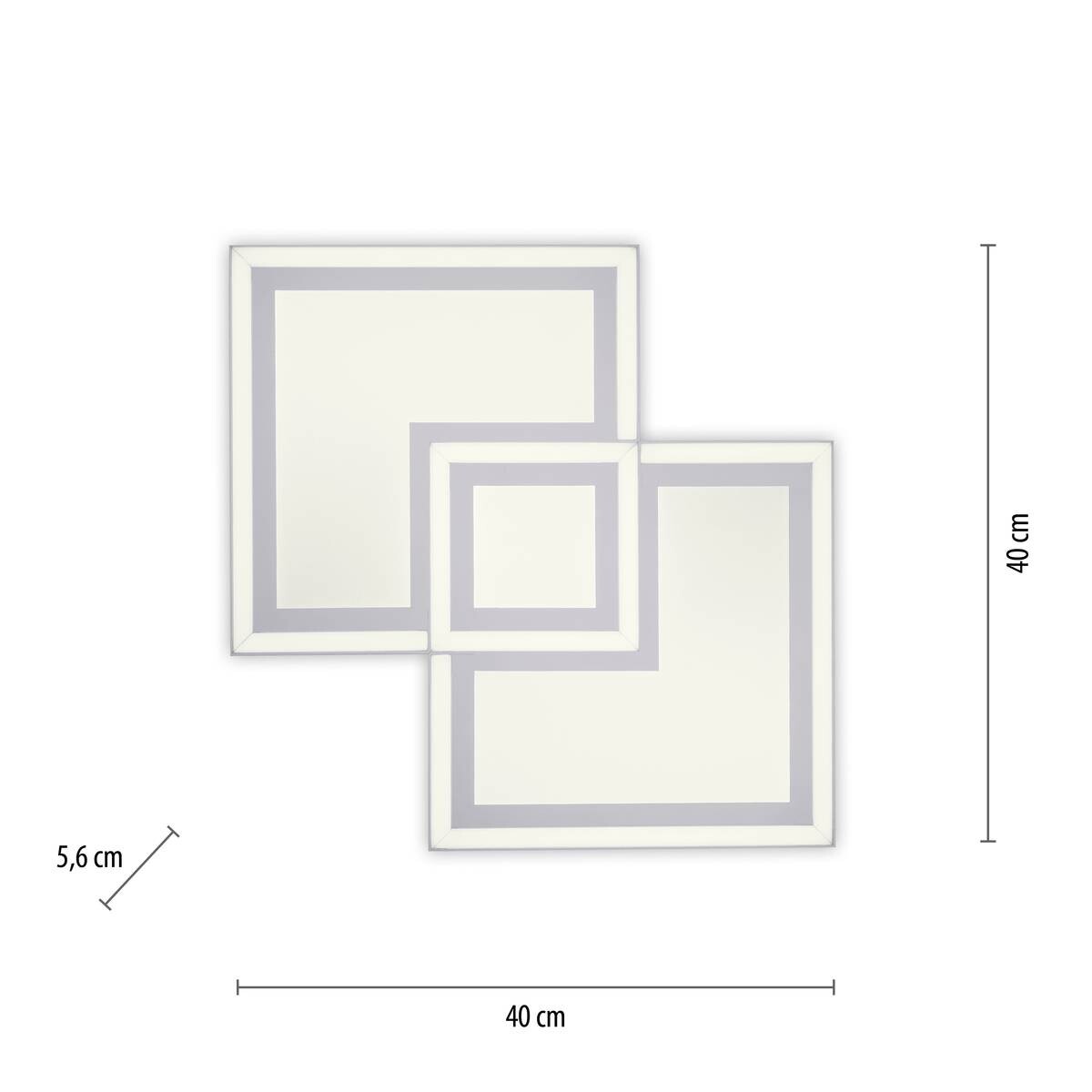Just Light LED-Deckenleuchte BEDGING 14880-16 weiß Kunststoff Eisen B/H/T: ca. 40x5,6x40 cm 2 Brennstellen