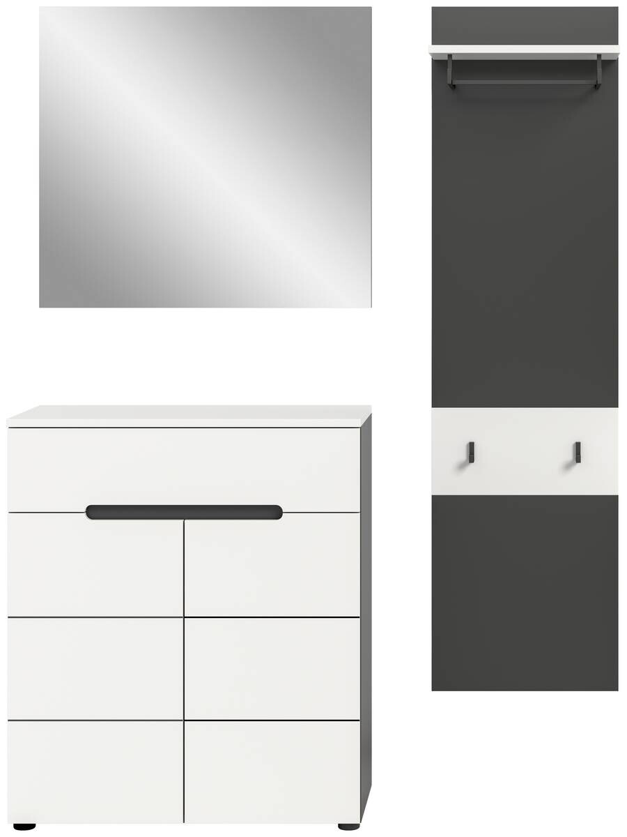 Garderobe Canu basaltgrau Nachbildung weiß B/H/T: ca. 140x190x37 cm