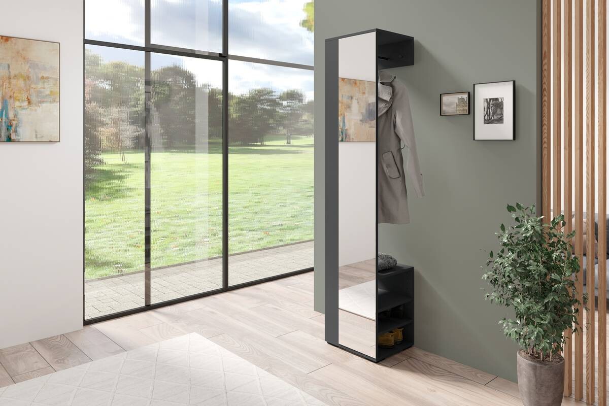 Hochschrank BEN anthrazit Spiegel B/H/T: ca. 40x184x35 cm