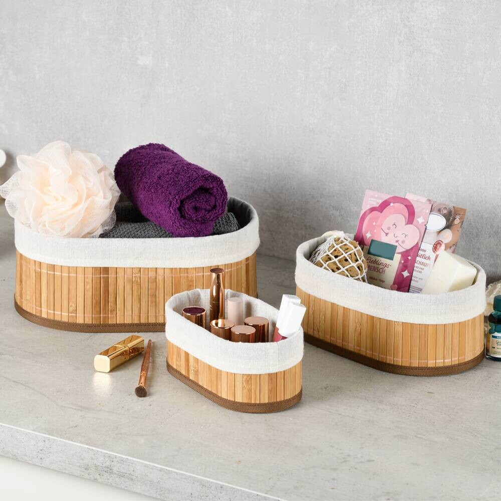 Kesper Bambus Körbchen 3er Set braun B/H/L: ca. 12x20x30 cm