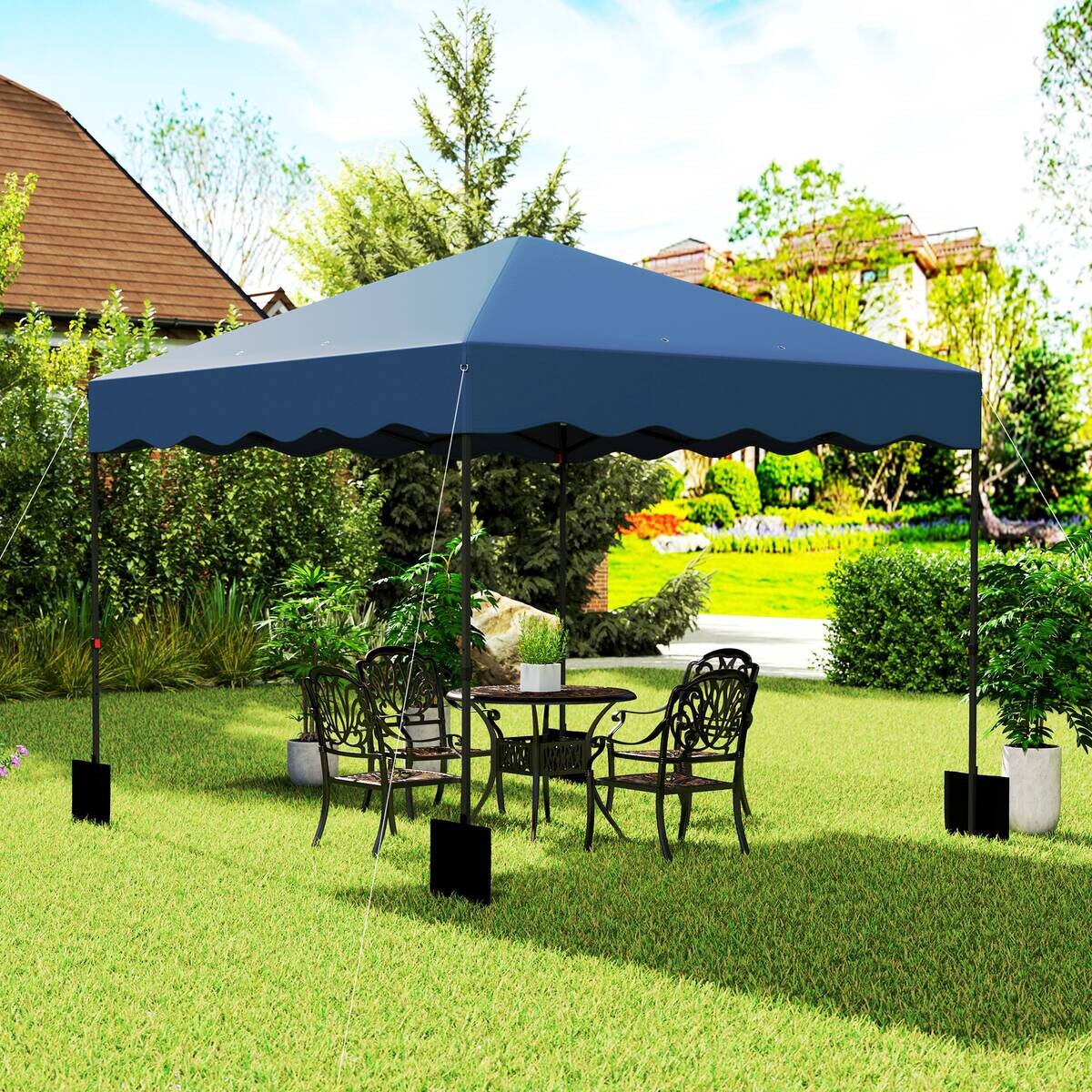 Outsunny Pavillon blau Metall B/H/L: ca. 297x287x297 cm
