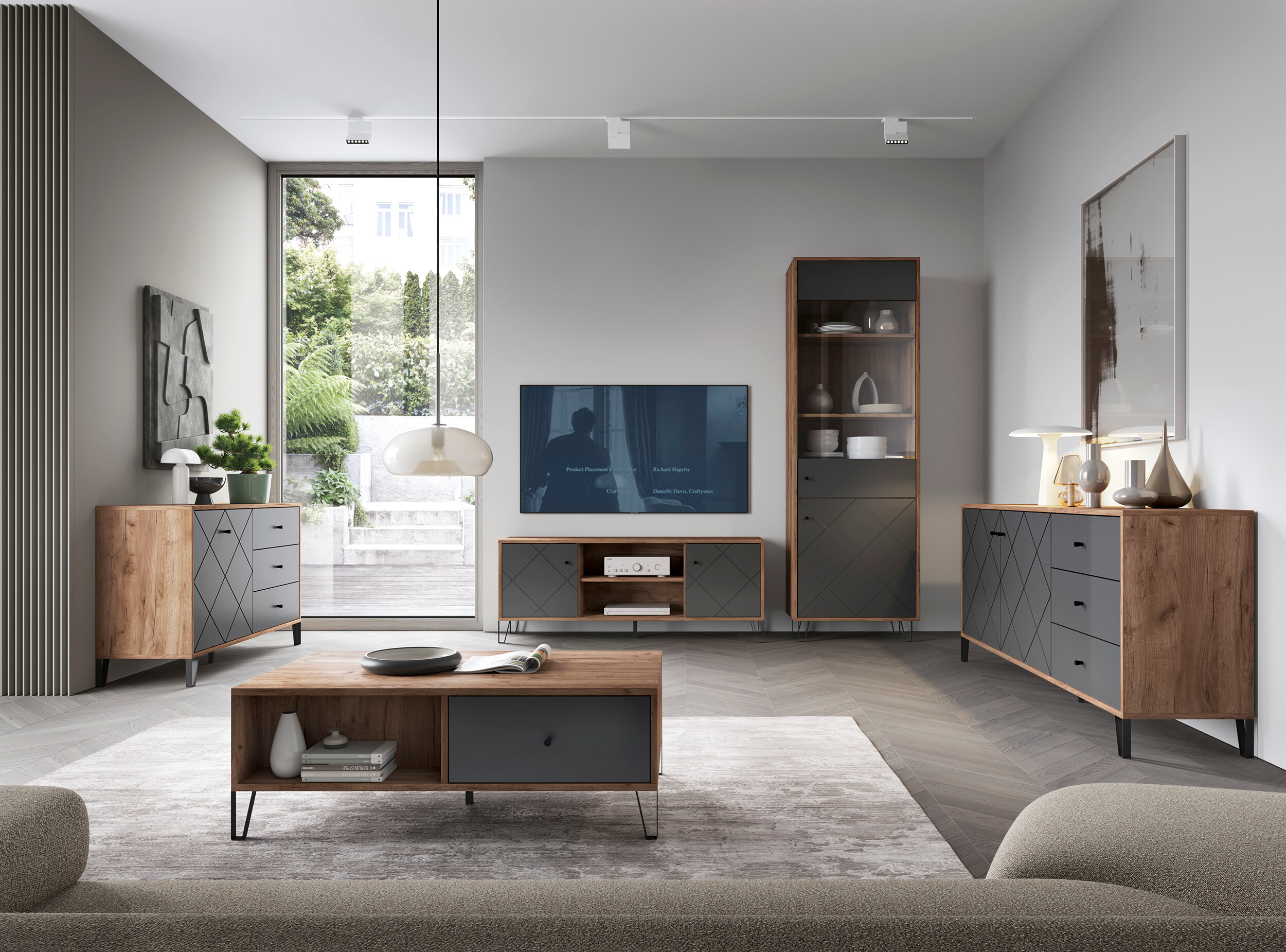 Regal BILBAO Eiche Tabak Nachbildung anthrazit B/H/T: ca. 63,4x135,2x40 cm