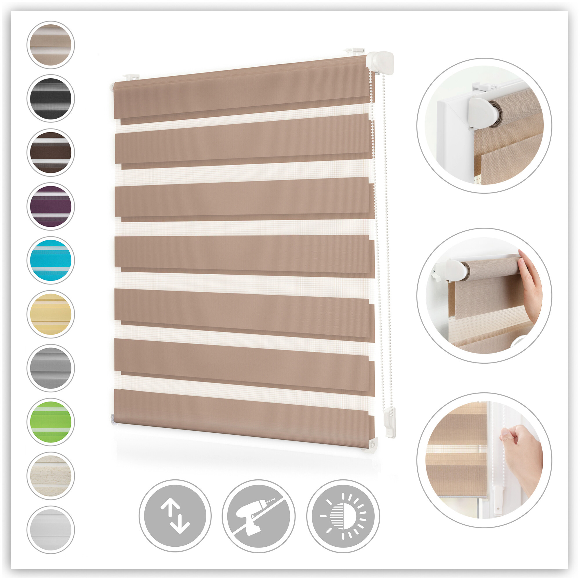 LICHTBLICK Doppelrollo Duo taupe B/L: ca. 55x150 cm