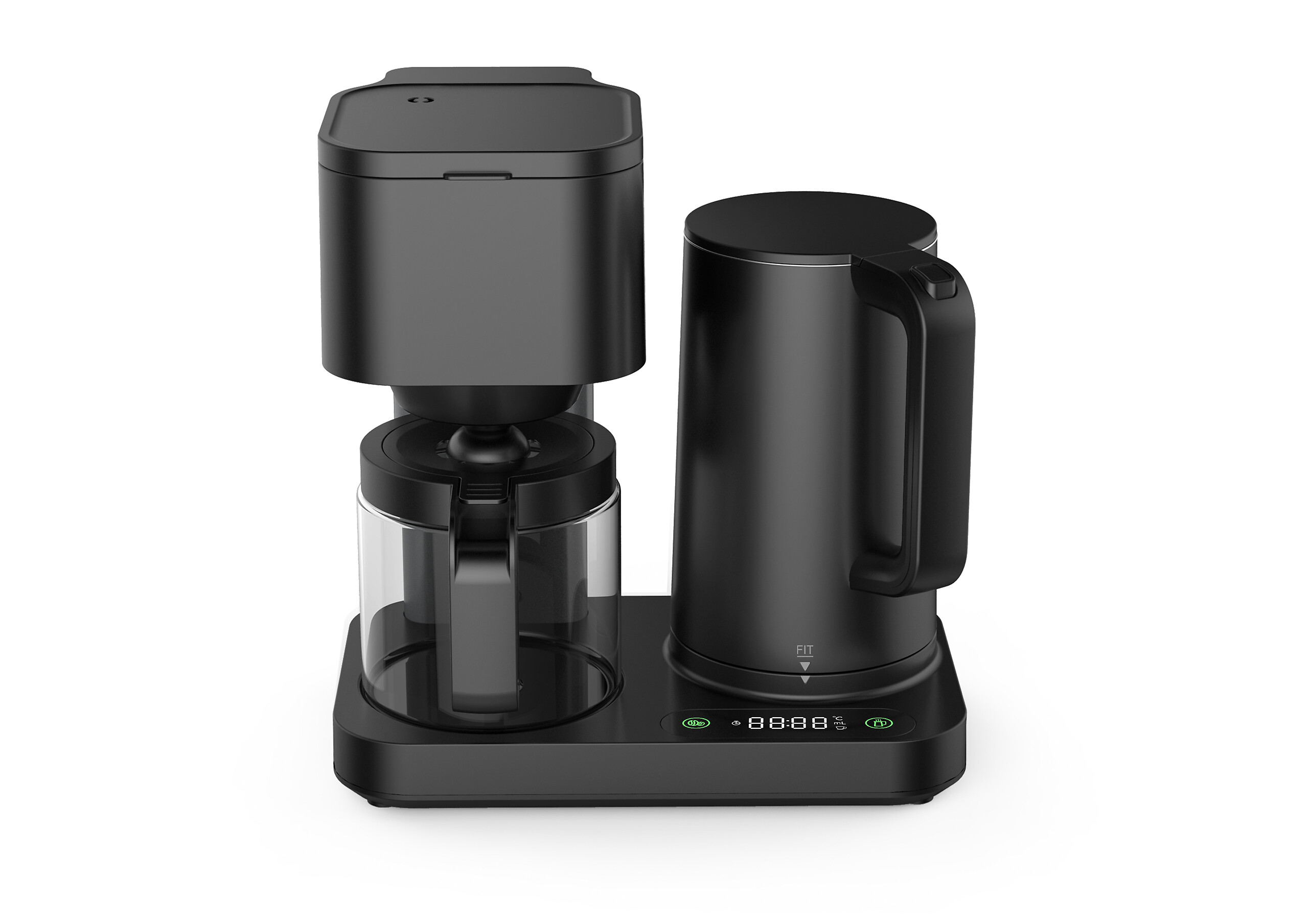 WKM 2 in 1 Kaffeemaschine und Wasserkocher KWK-1600 schwarz Kunststoff Glas