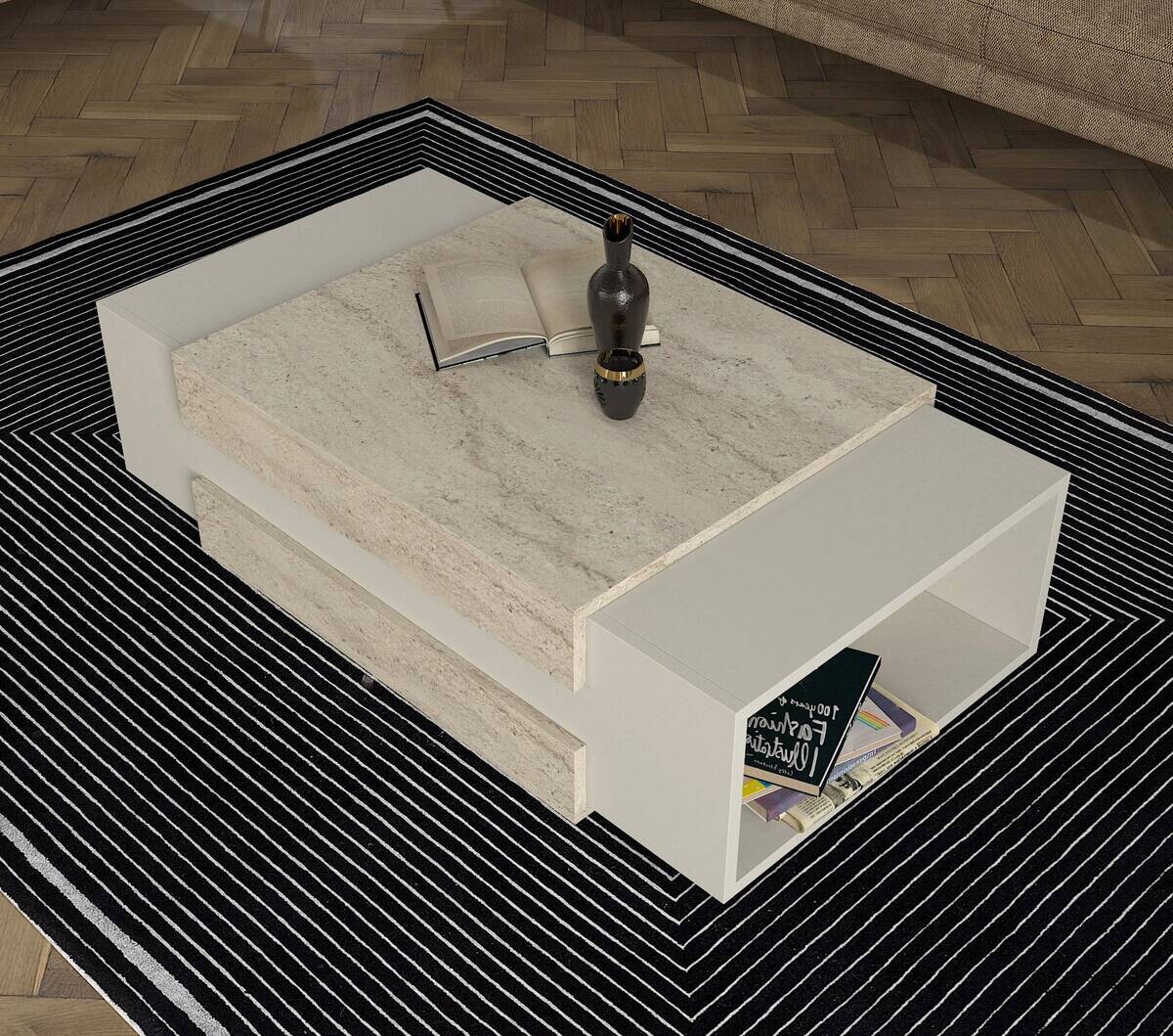 moebel17 Couchtisch Nora beige granit Spanplatte B/H/T: ca. 110x57x31 cm