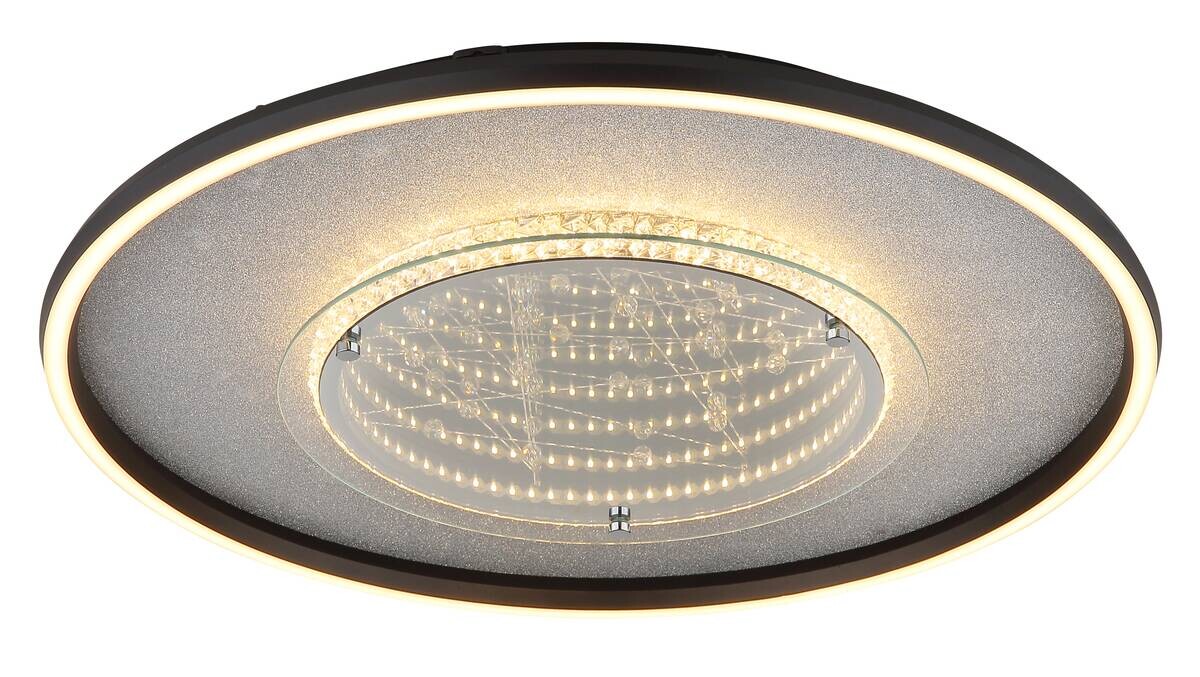 GLOBO Deckenleuchte schwarz silber klar Glas Aluminium Kunststoff H/D: ca. 6,8x51,5 cm 1 Brennstellen