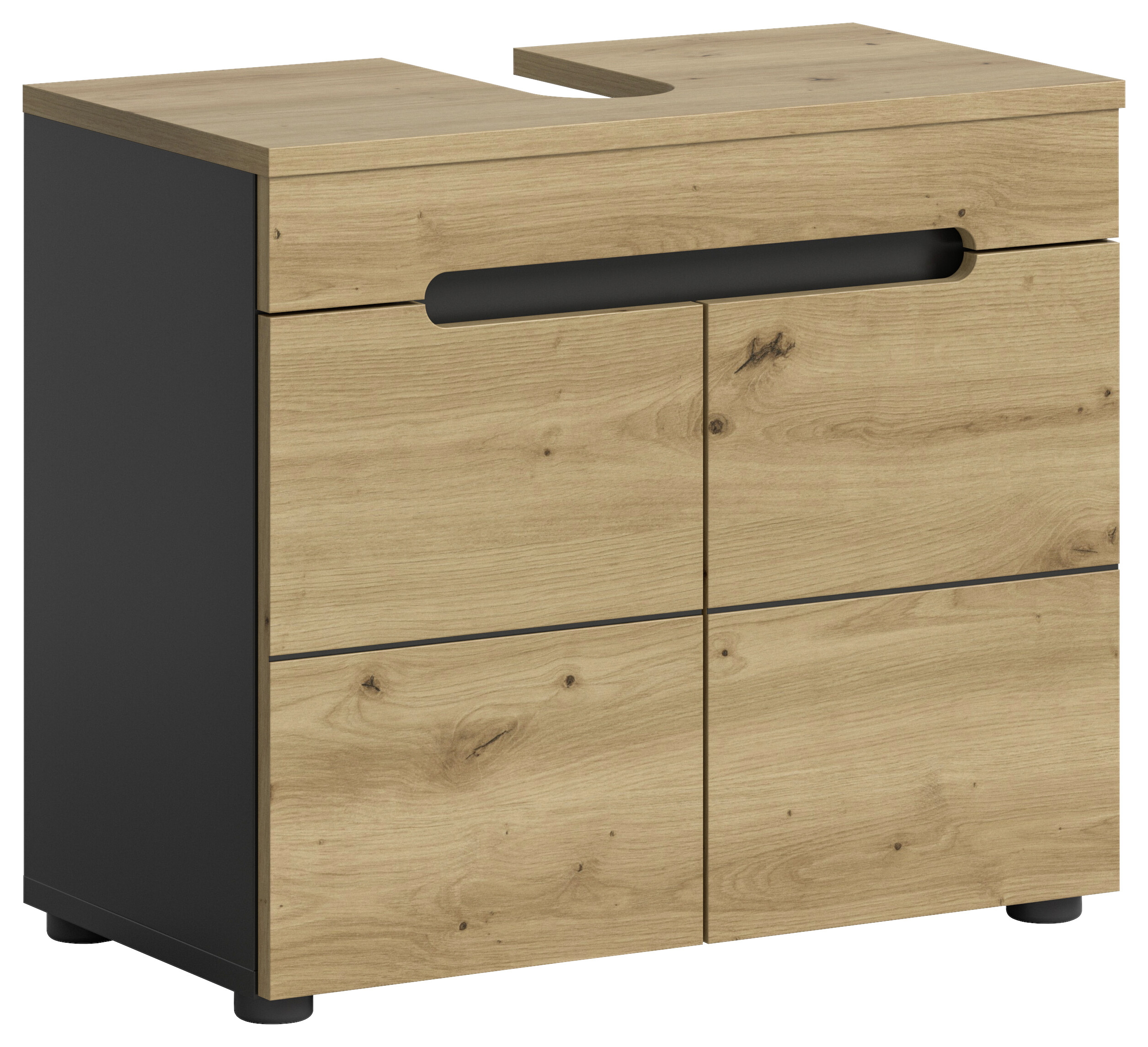 Waschbeckenunterschrank Canu Basalt Eiche Artisan Nachbildung B/H/T: ca. 63x55x34 cm