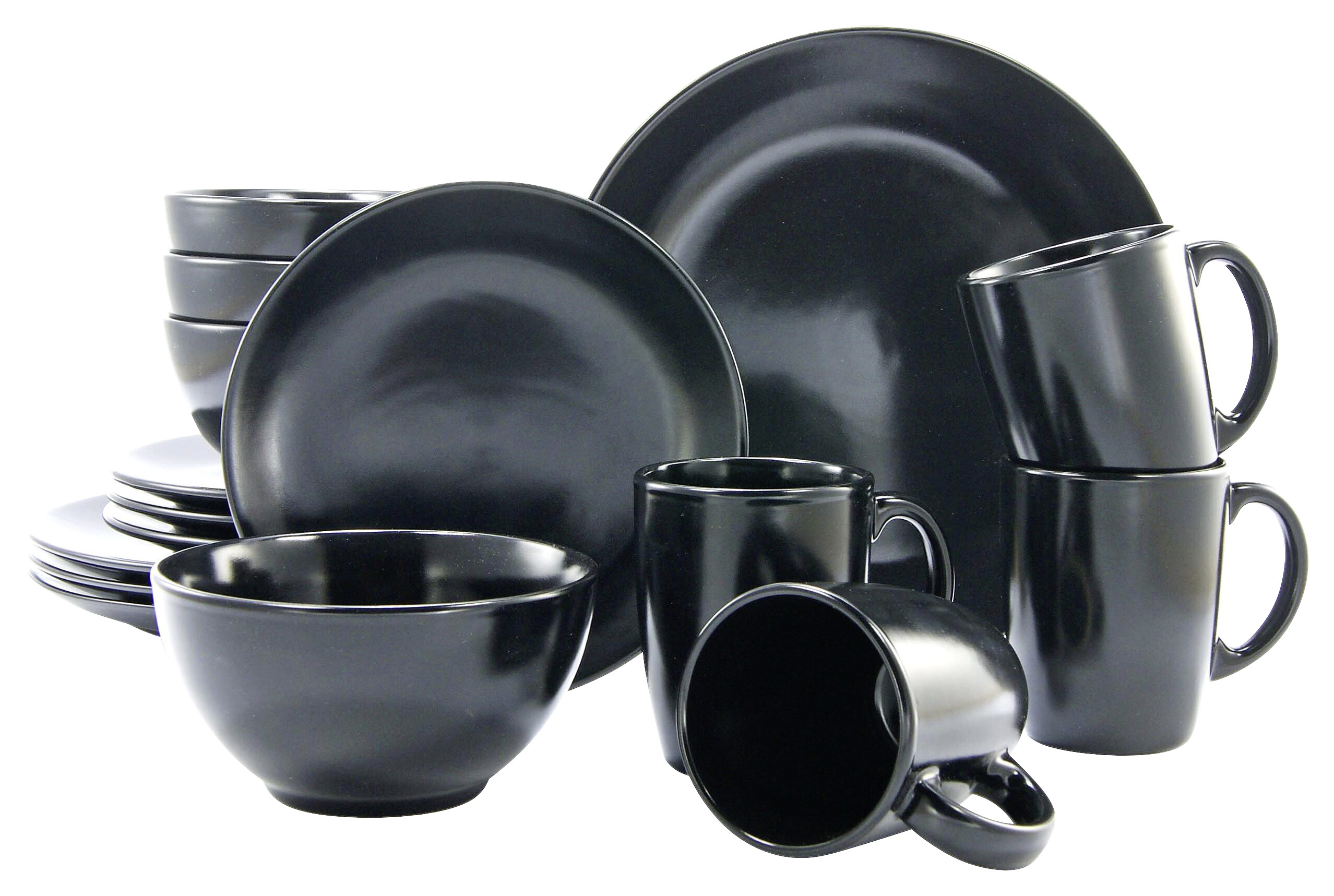 CreaTable Kombiservice Black Matt schwarz Steinzeug 16 tlg.