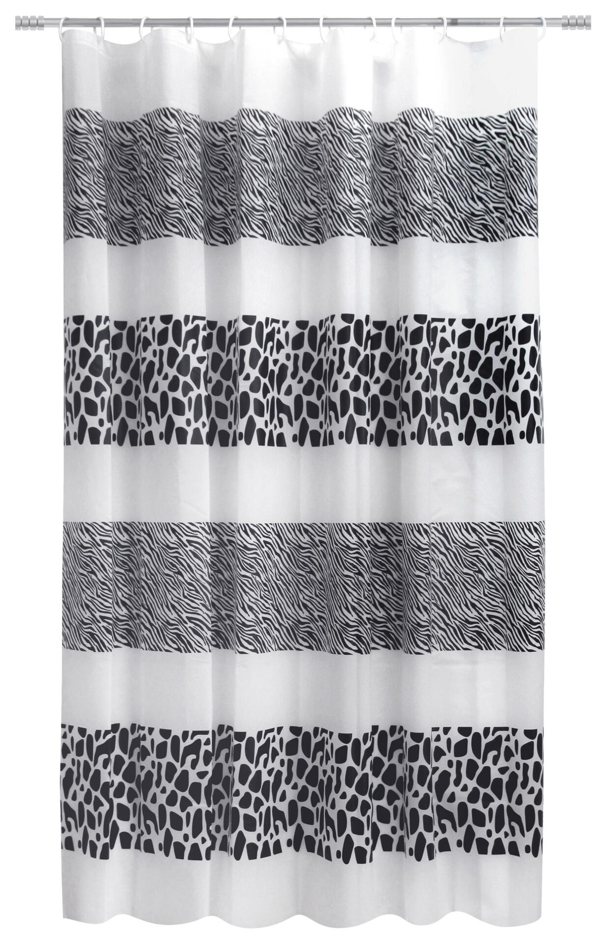 Acus Duschvorhang weiß schwarz Kunststoff B/L: ca. 180x200 cm