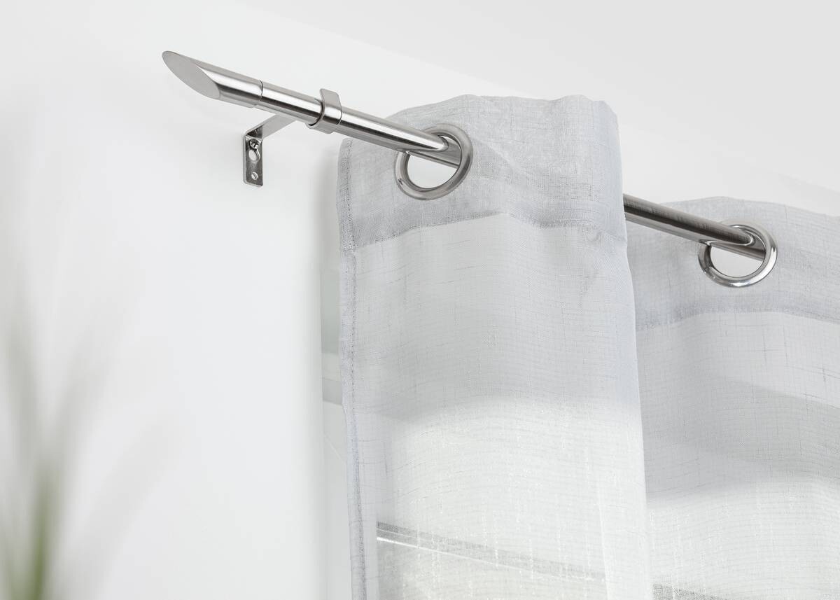 LICHTBLICK Gardinenstange Lipstick Edelstahloptik Metall D: ca. 2 cm ausziehbar von ca. 130 bis 240 cm 1.0 Läufe