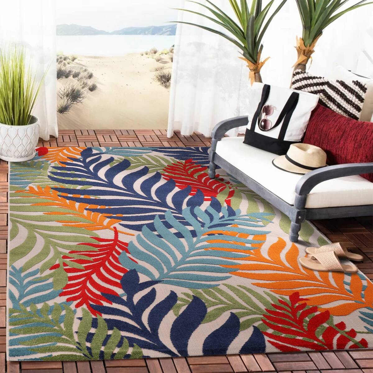 Sanat Outdoorteppich FLORAL bunt B/L: ca. 140x200 cm