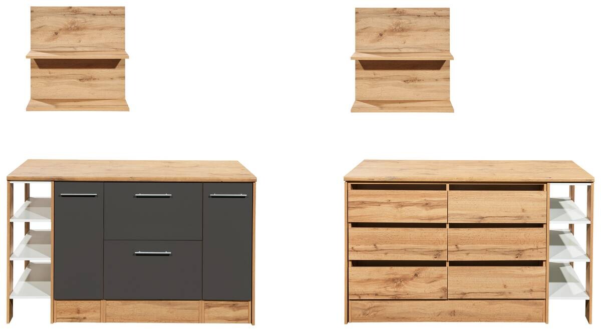 Respekta Küchenblock Hilde grau matt B/H/T: ca. 150x90x90 cm