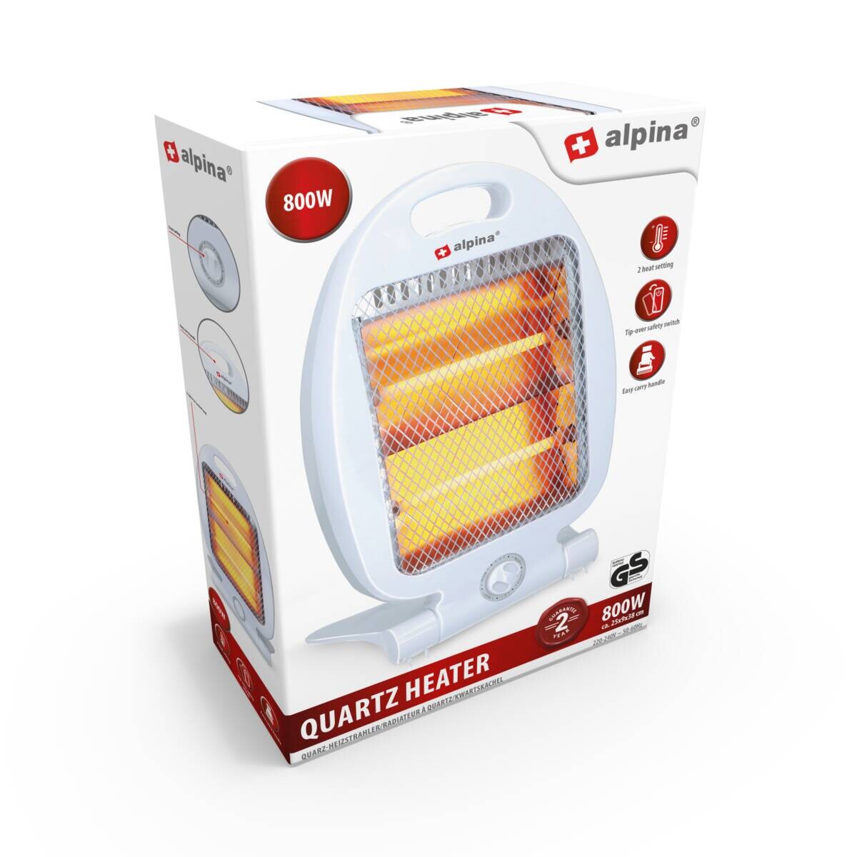 alpina Quarz-Heizstrahler 871125218212 LQ001 B/H/T: ca. 25x38x9 cm ca. 800 W