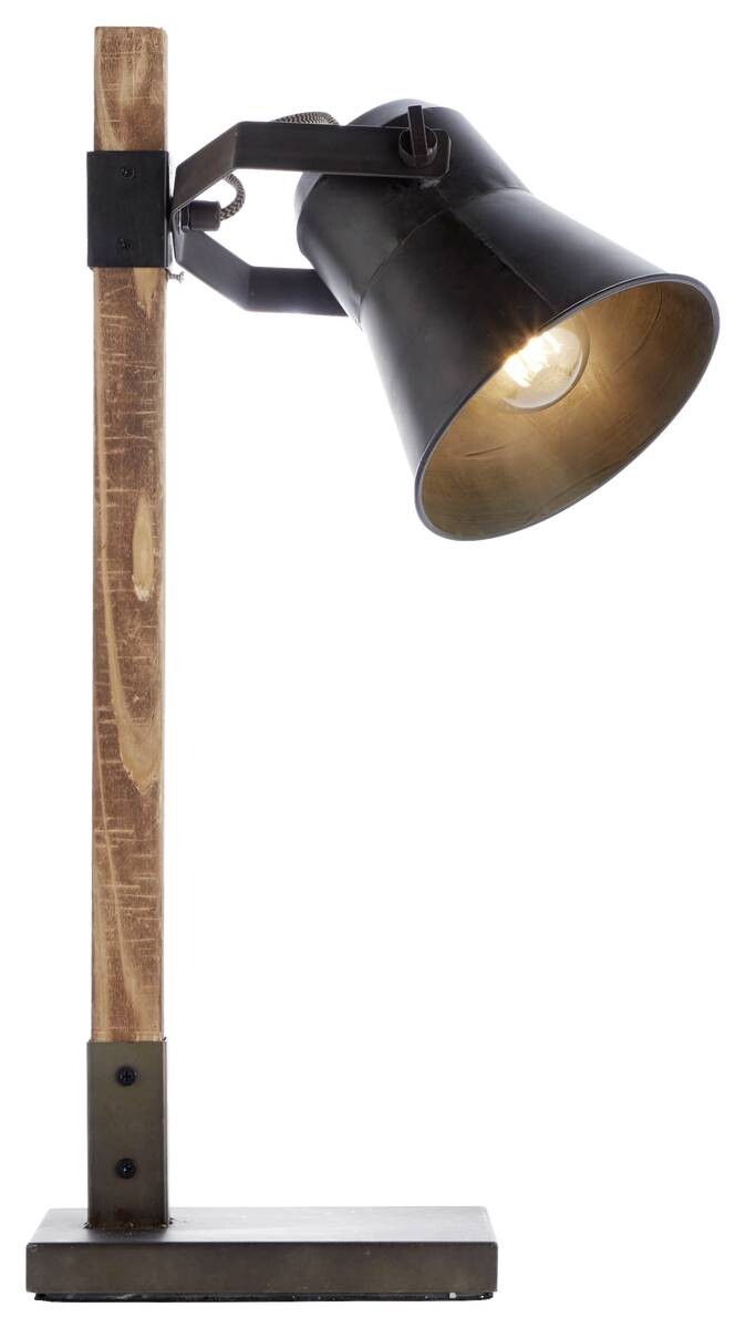Brilliant Tischleuchte Plow schwarz braun Metall Holz B/H/T: ca. 29x55x16 cm E27 1 Brennstellen