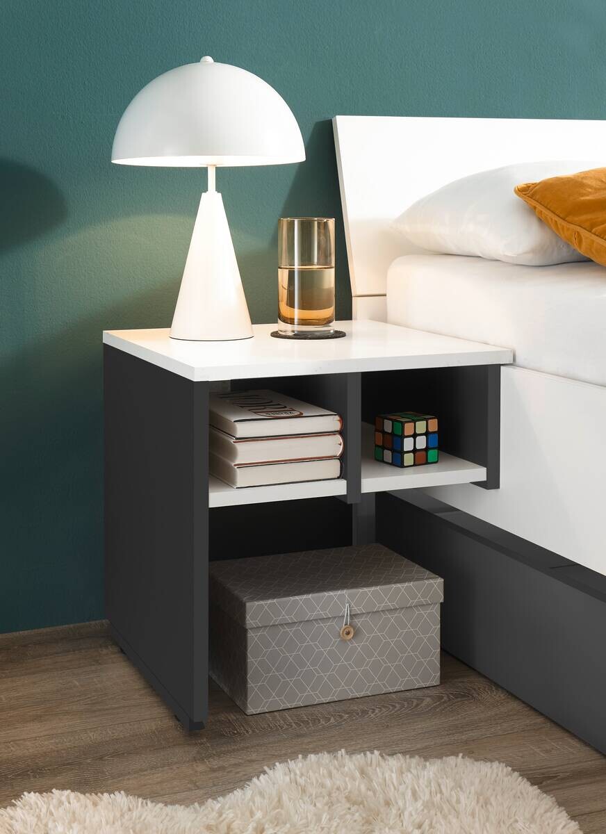 Nachtkonsole Alex weiß Graphit B/H/T: ca. 40x43x40 cm