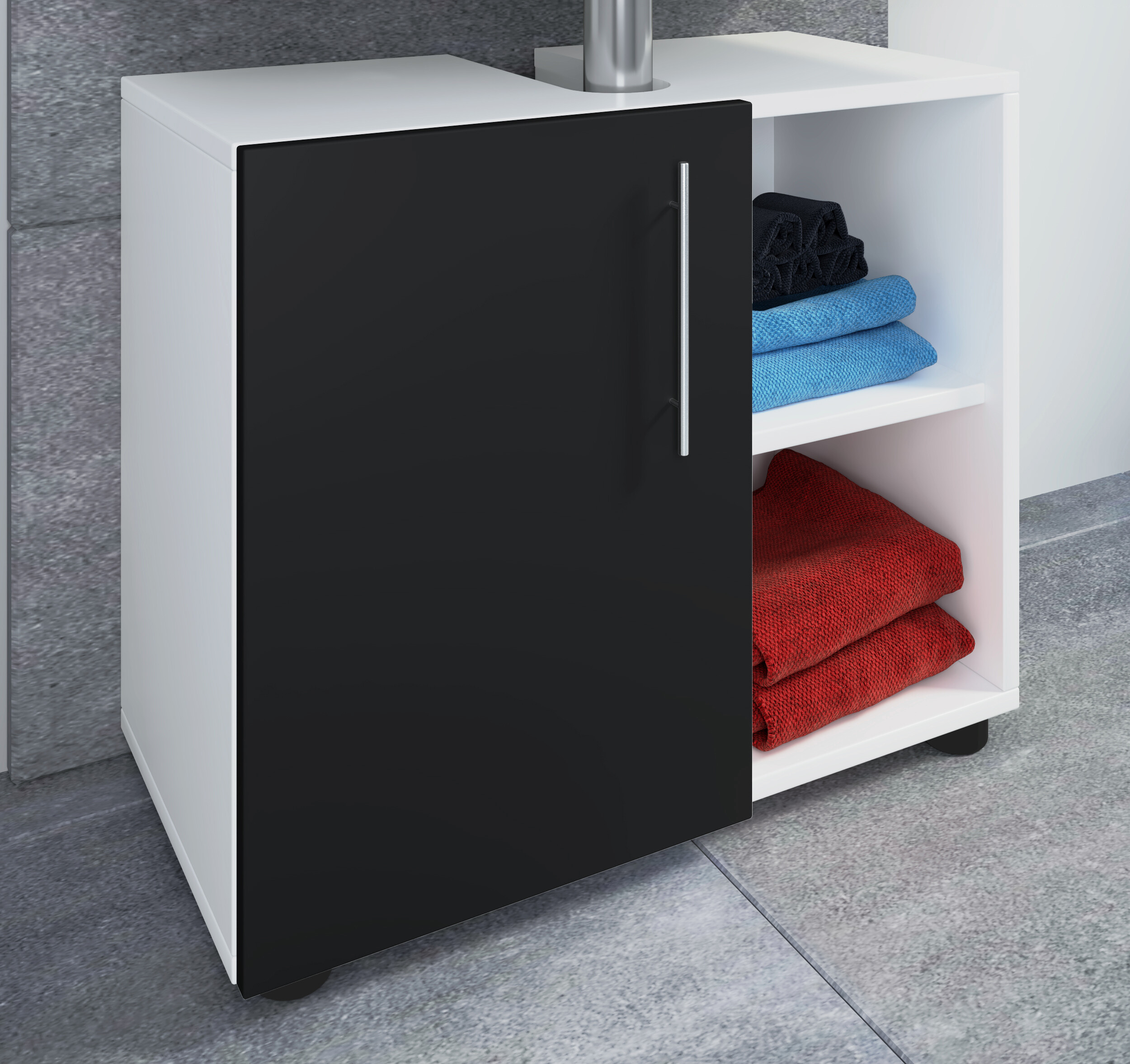 Unterschrank Flandu weiß schwarz