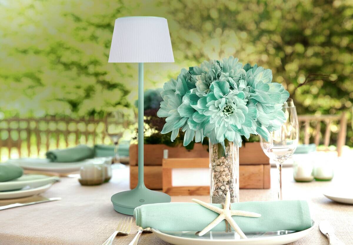 LED-Solar-Tischleuchte mint Metall Kunststoff B/H/T/D: ca. 13x38x13x13 cm