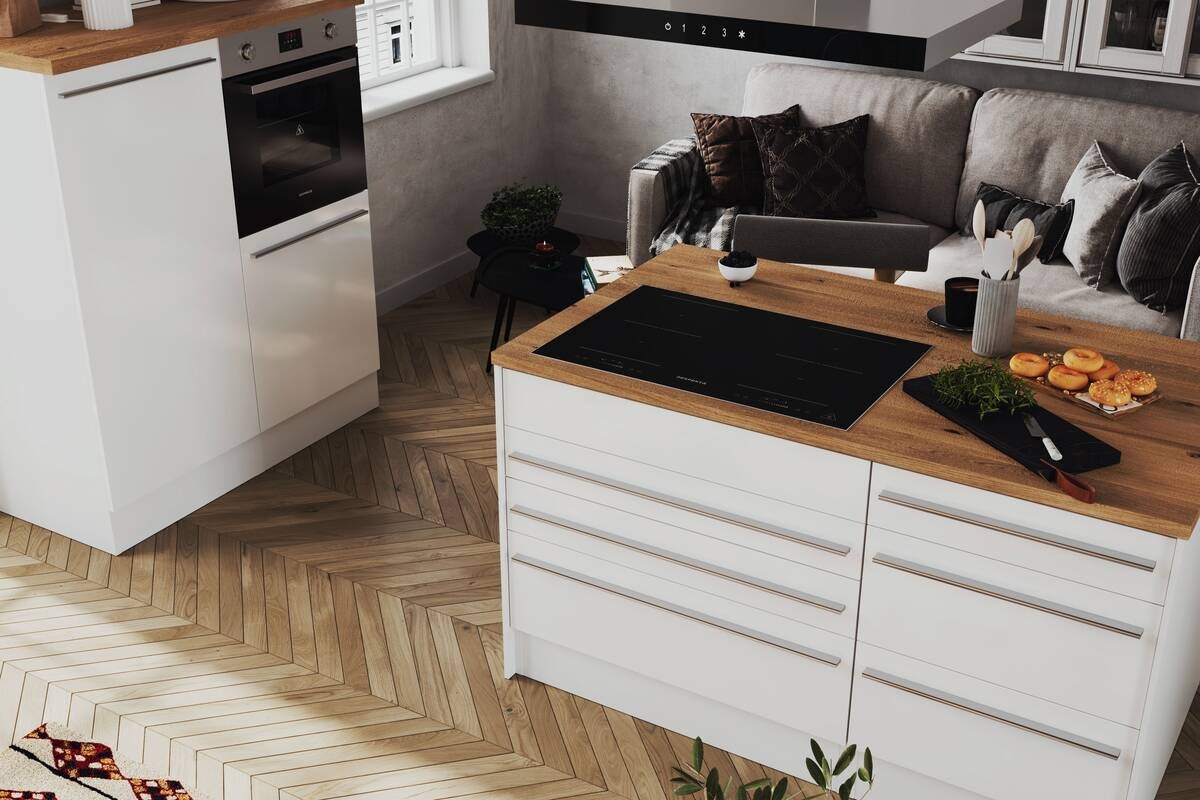 Respekta Inselküche Gabriel weiß Hochglanz B/H/T: ca. 320x200x60 cm