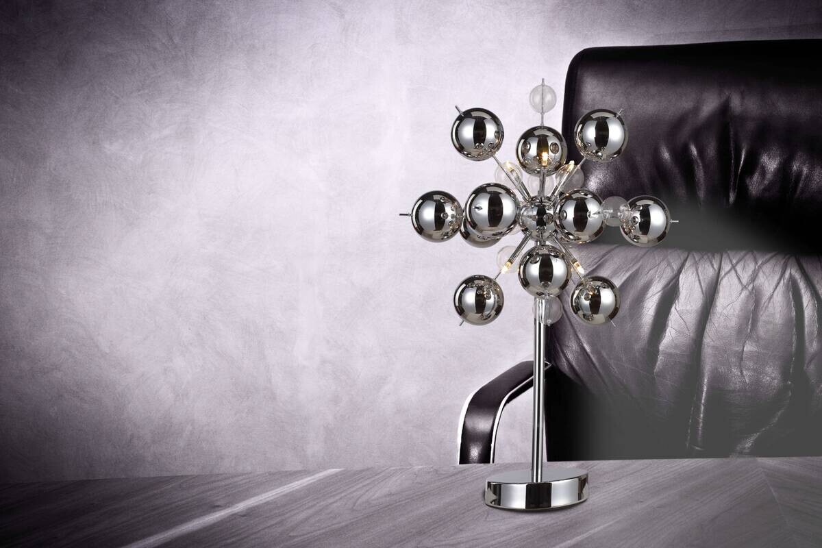 Näve Leuchten Tischleuchte 3073242 Chrom Metall Glas B/H/T: ca. 50x74x50 cm G9 6 Brennstellen