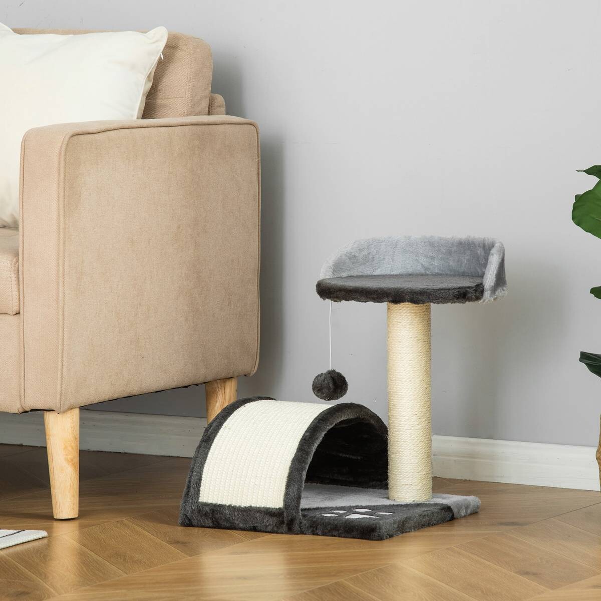 PawHut Katzenbaum grau Sisal B/H/L: ca. 36x44x36 cm