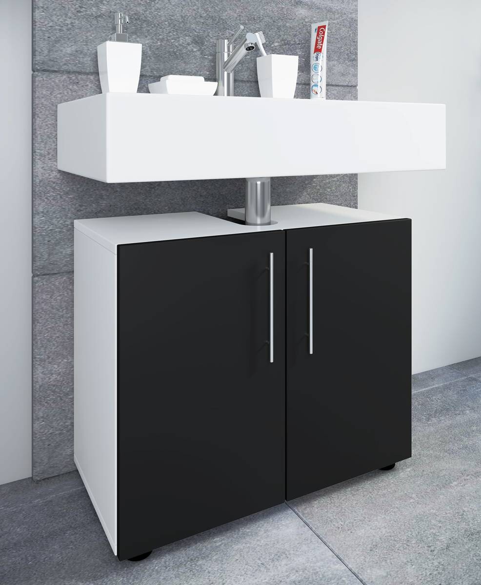 Unterschrank Flandu weiß schwarz B/H/T: ca. 60x51x30 cm