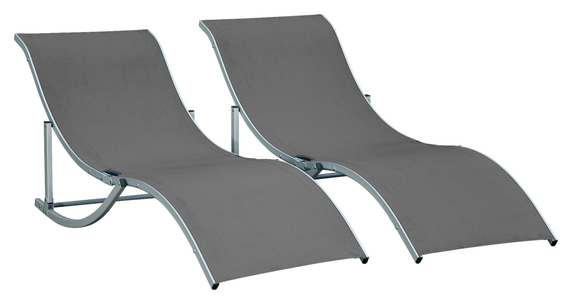 Outsunny Gartenliege 2er Set dunkelgrau Aluminium B/H/L: ca. 61x63x165 cm
