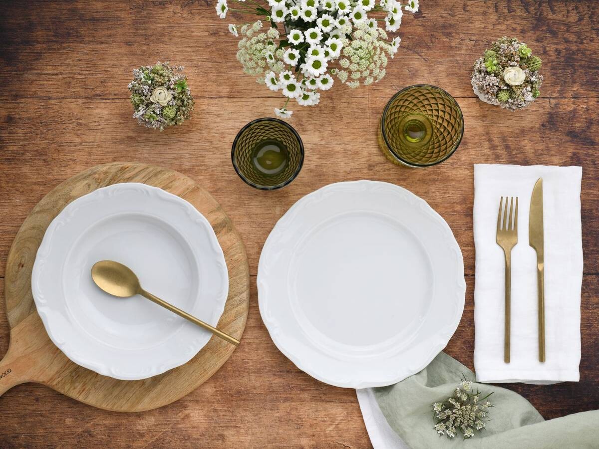 CreaTable Tafelservice Maria Theresia weiß Porzellan 12 tlg.