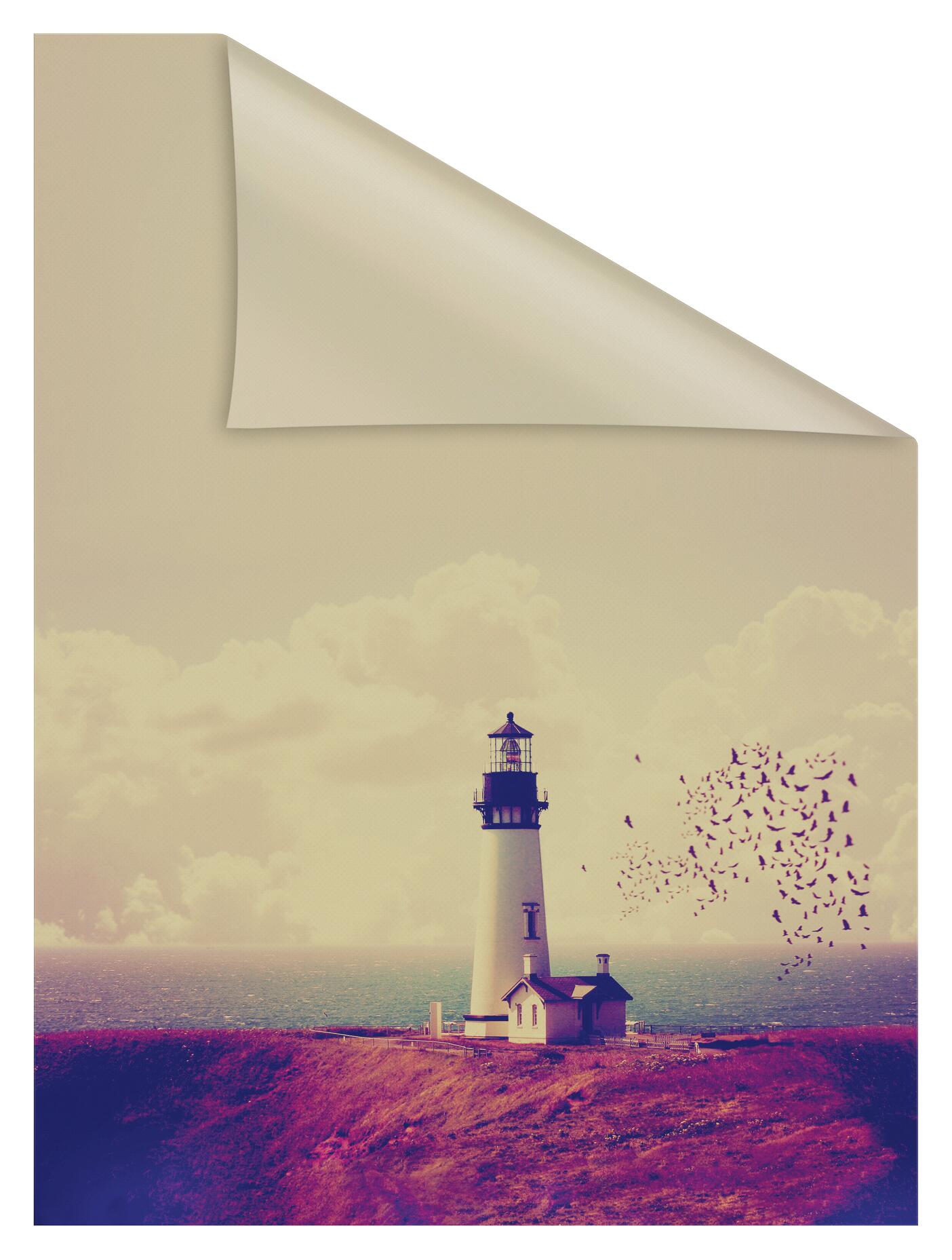 LICHTBLICK Fensterfolie Leuchtturm  Leuchtturm orange rot B/L: ca. 100x100 cm