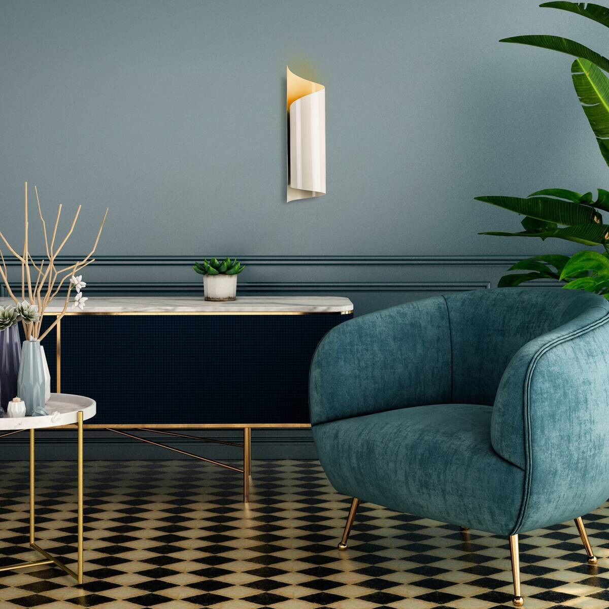 Opviq Wandleuchte creme Eisen B/H/L: ca. 16x35x10 cm E27 1 Brennstellen