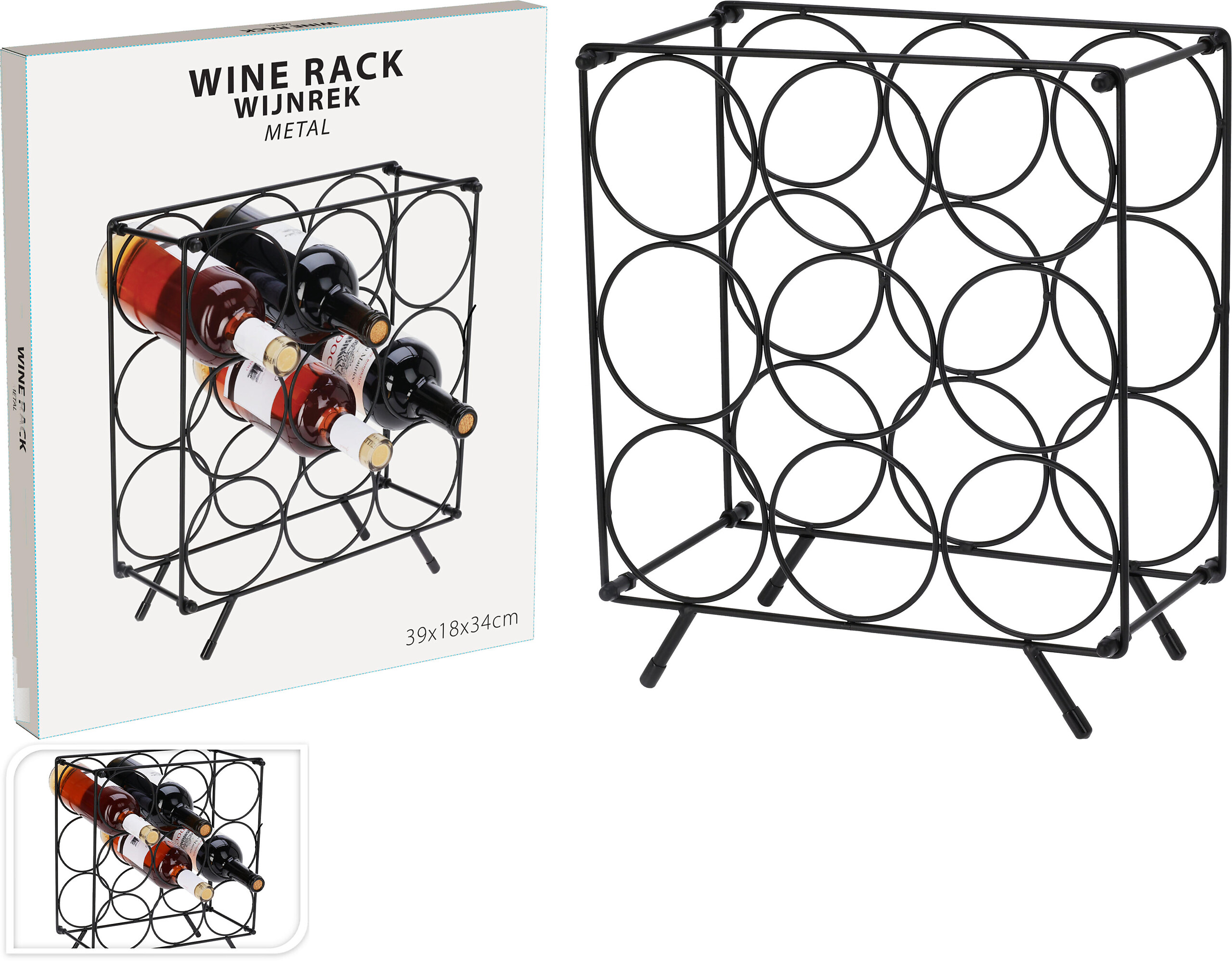 Weinregal schwarz Eisen B/H/L: ca. 32,5x3,5x37 cm