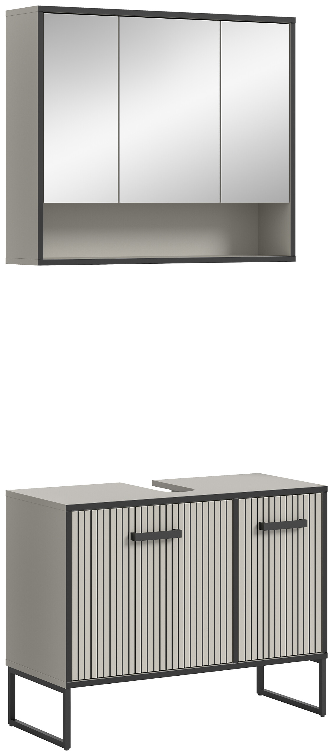 Badezimmer-Set BAGNO schwarz Kaschmirgrau Nachbildung B/H/T: ca. 80x192x36 cm Badezimmer-Set BAGNO schwarz Kaschmirgrau Nachbildung B/H/T: ca. 80x192x36 cm